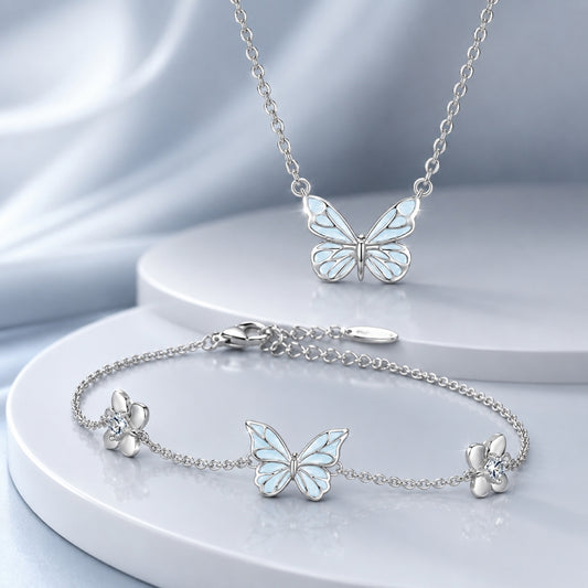 Luminous Dream Blue Butterfly Necklace